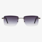 Occhiali da sole MOREZ, montatura gun metal con terminali neri, lenti grigie sfumate, vista frontale